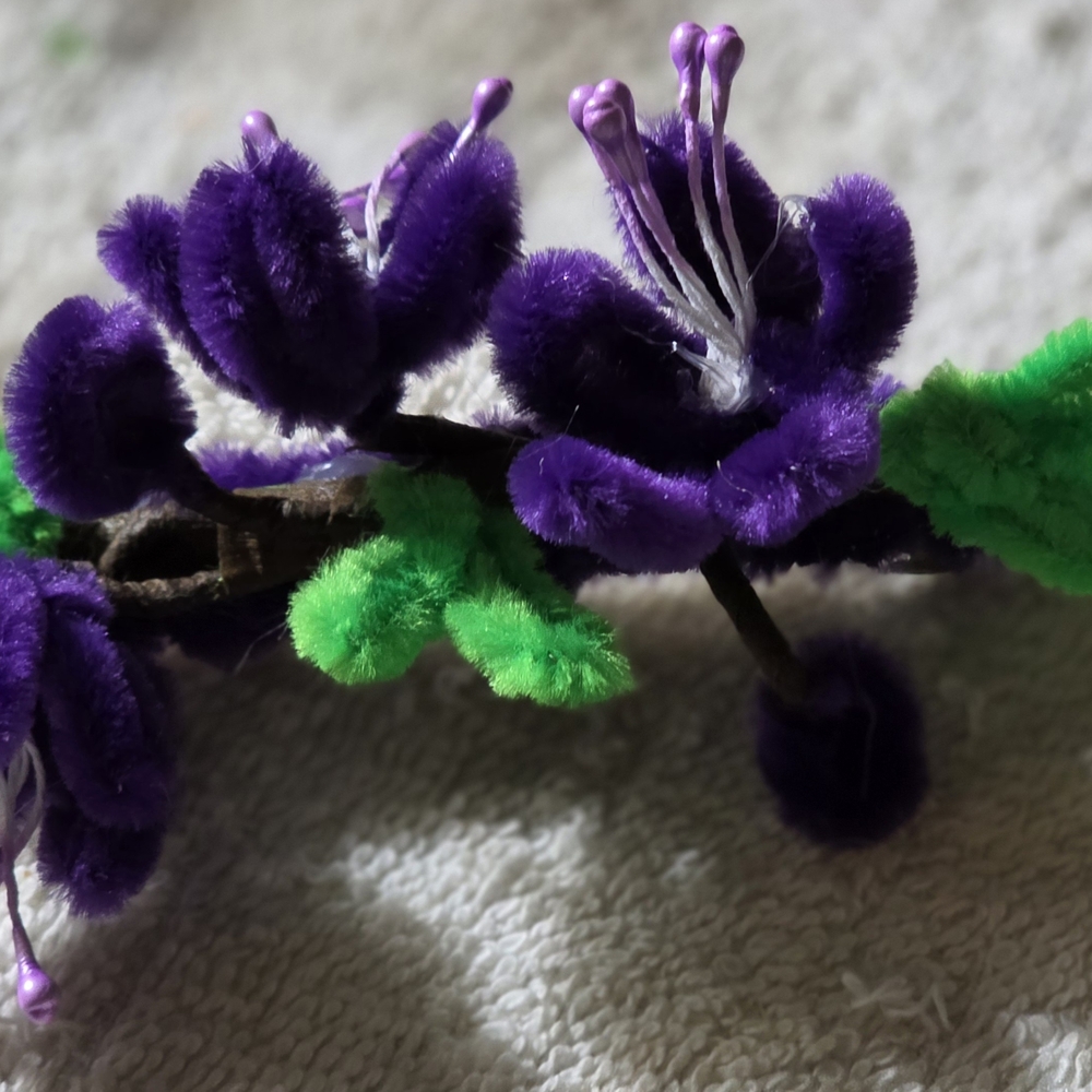 Purple and Green Floral Hair Accessory